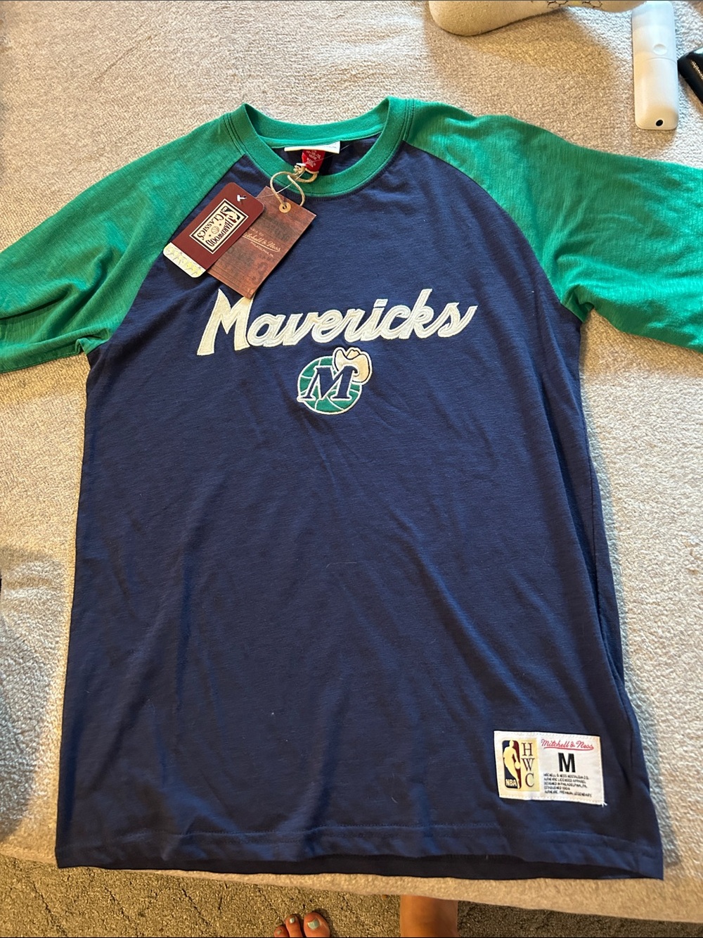 Mitchell & Ness Navy Crewneck Tee with HWC Patch
